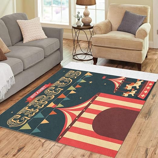 Amazon Com Pinbeam Area Rug Colorful Tent Vintage Circus Retro