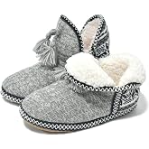 GPOS Womens Knit Faux-Cashmere House Bootie Slippers Quilted Ankle Boots | Lightweight Winter Comfort Memory Foam, Cotton Warm Lined Cozy Cute Bedroom Slipper Boots Non-Slip Grippers Indoor