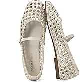 DREAM PAIRS Woven Ballet Mary Jane Flats for Women Dressy Comfortable Square Toe Ballerina Flats with Adjustable Buckle Strap for Work Casual Travel Daily