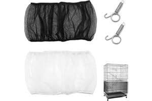 FOTOCONIC 2 Pieces Large Adjustable Bird Cage Cover Seed Feather Catcher Birdcage Nylon Mesh Net Cover Soft Skirt Guard for Parakeet Macaw African Round Square Cage (61 x 10 Inch in Circumference and Width)