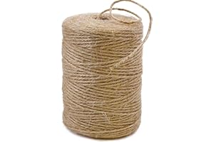 CHIAFFI 656 Feet 3Ply Jute Twine String, 2mm Natural Brown Thick Twine Rope for Crafts, Gardening, Tomato, Climbing Plant, Tie Floristry, Gift Wrapping Packing, Christmas, Wedding Decor