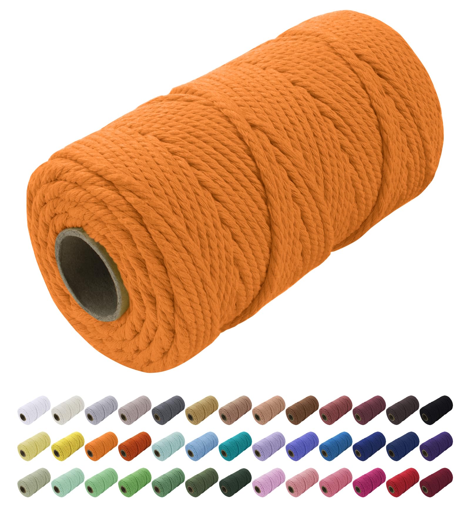 Uiopa Macrame Cord 5mm x 100m, Natural Cotton Cord Coloured Macrame Yarn Soft Rope, Macrame String Cotton Twine for Crafts, Plant Hanger, Wall Hanging, Wrapping, Christmas Decorations (Golden)