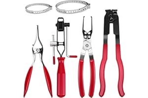 DIKTALK CV Boot Clamp Pliers Kit,Electrical Disconnect Pliers Fuel Filter Caliper with 10PCS Stainless Steel CV Boot Band Clamps
