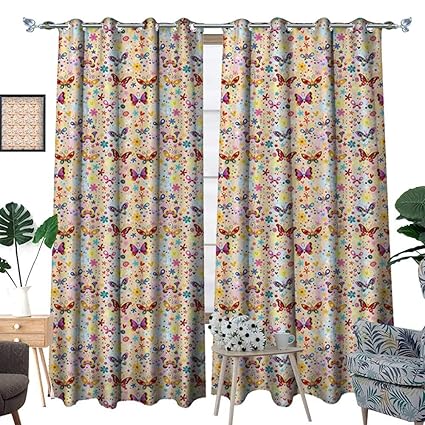 Amazon Com Homehot Baby Blackout Window Curtain Cute Butterflies