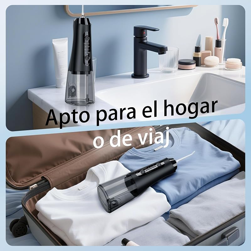 Irrigador Dentário, 320 ml, 4 modos, 5 bicos, IPX7, preto
