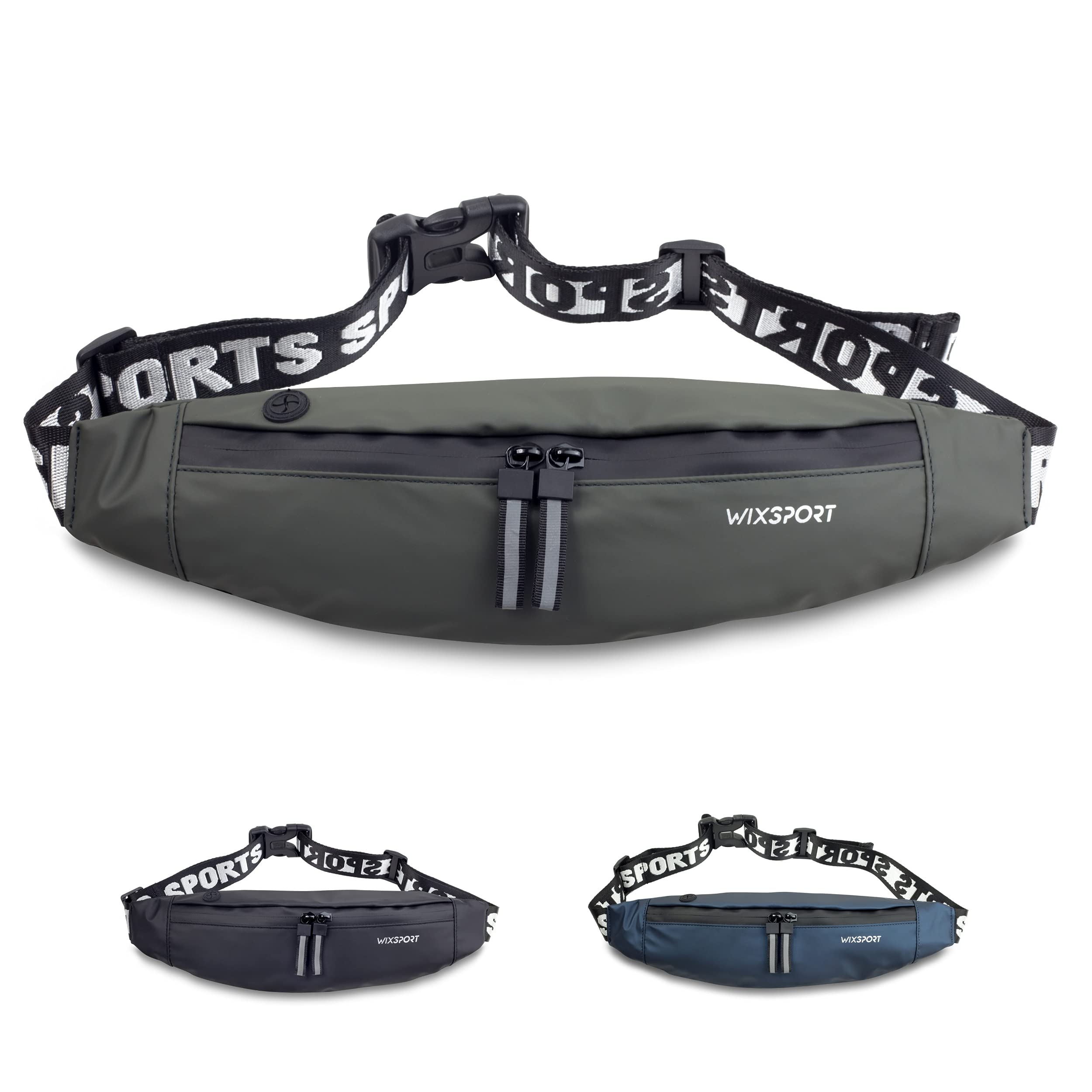 WIXSPORT Men's Sport Waist Bag, Soft and Waterproof Material, Running Belt, Inner Pocket, Large Adjustable Strap Size 70 to 120 cm for Hiking, Leisure, Jogging