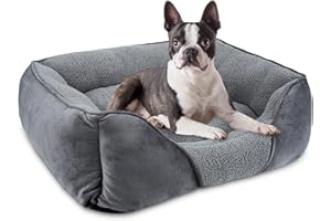 AIPERRO Small Dog Bed for Small Dogs, Rectangle Washable & Orthopedic Dog Bed with Anti-Slip Bottom, Soft Calming Sleeping Puppy Sofa Durable Pet Cuddler, 20x19