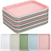 Uiifan 20 Pcs Thicken Plastic Cafeteria Trays Fast Food Serving Tray Bulk Rectangular Serving Trays Restaurant Lunch for Kitchen Hotel Dinner Party(Large,Brilliant Colors)