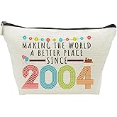 Choinn 22nd Birthday Gifts for Women, Funny 22 Year Old Gift Makeup Bag, 2004 22nd Birthday Makeup Bags for Her, Mom, Aunt, Wife, Sister, Coworker, Friend, Making The World a Better Place Since 2004