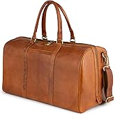 Berliner Bags Vintage Genuine Leather Duffle Bag Boston for Travel or the Gym, Weekender, Travel Bag, Overnight Bag for Men and Women - Brown