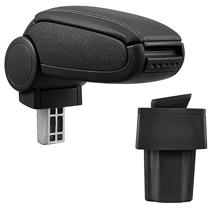 Mittelarmlehne / Mittel-Armlehne mit klappbarem staufach / Mittel-konsole Leder Fahrzeugspezifisch (Farbe: SCHWARZ)