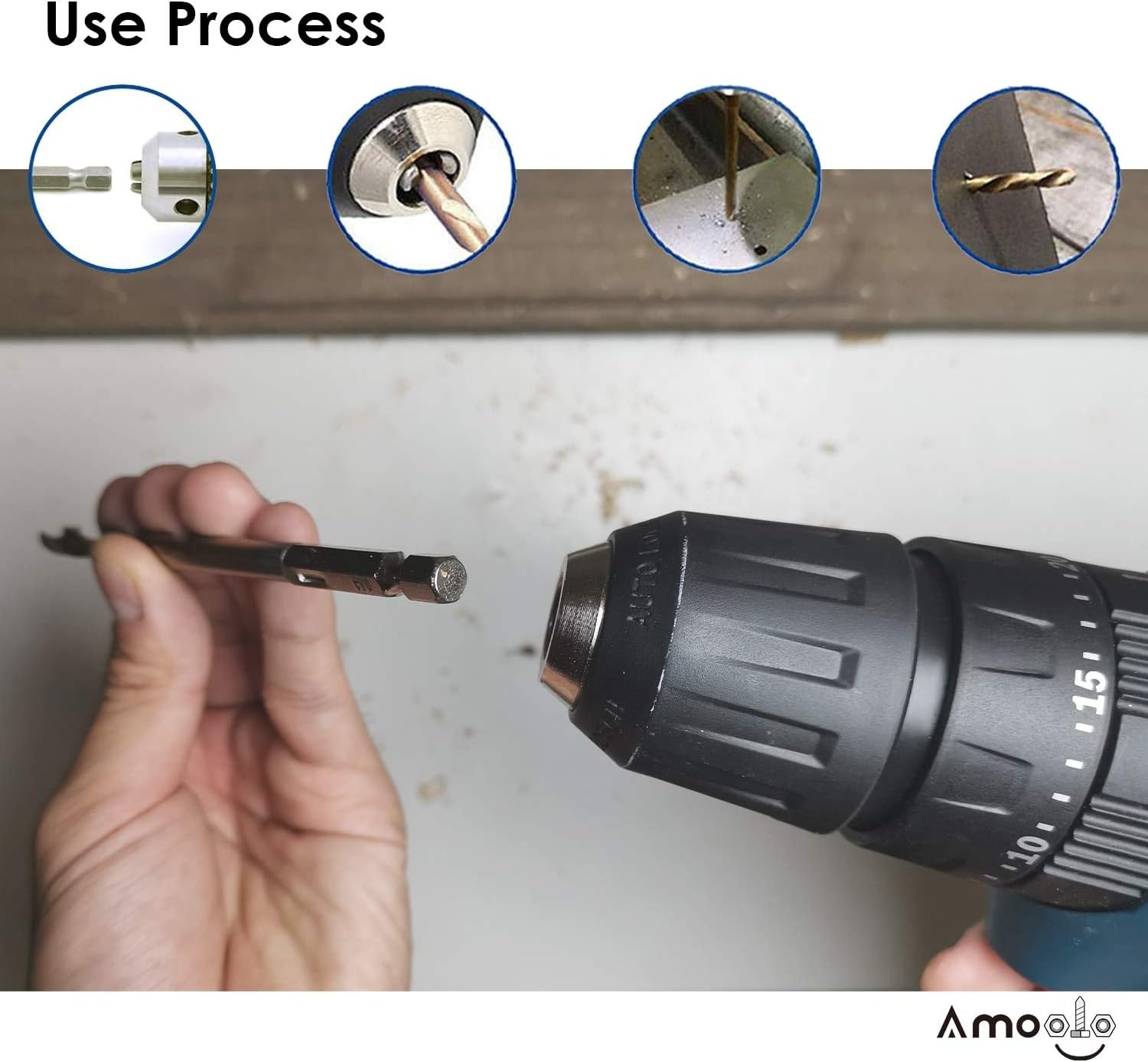 amoolo Hex Shank Drill Bit Set (13Pcs Set+3 Pcs Free), Premium 4341 HSS Titanium Impact Hex Drill Bits for Wood, Steel, Metal, Plastic, Quick Change Design (1/16”-1/4”): Industrial & Scientific