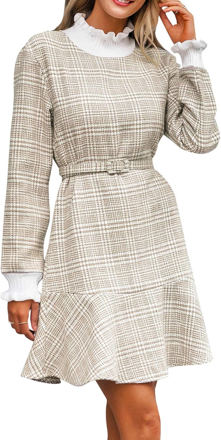 pretty plaid knit mini dress