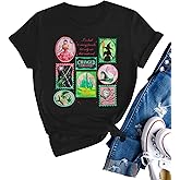 Women Pink Goes Good with Green Shirt Embroidery Musical Movie Shirts Witch and Princess Tee Musical Fan Gift Tops