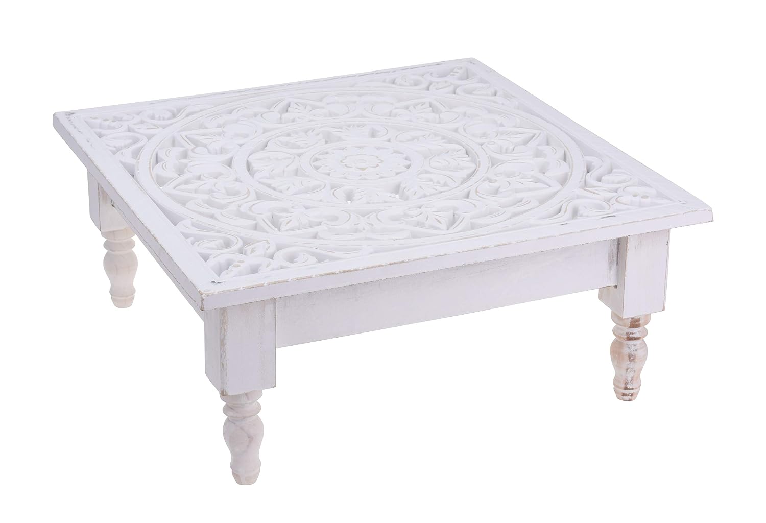 Mobel Wohnaccessoires Meinposten Niedriger Beistelltisch Couchtisch Ornament Tisch Holz Weiss Boho Shabby 50x50 Cm Kuche Haushalt Wohnen Agb Lv 