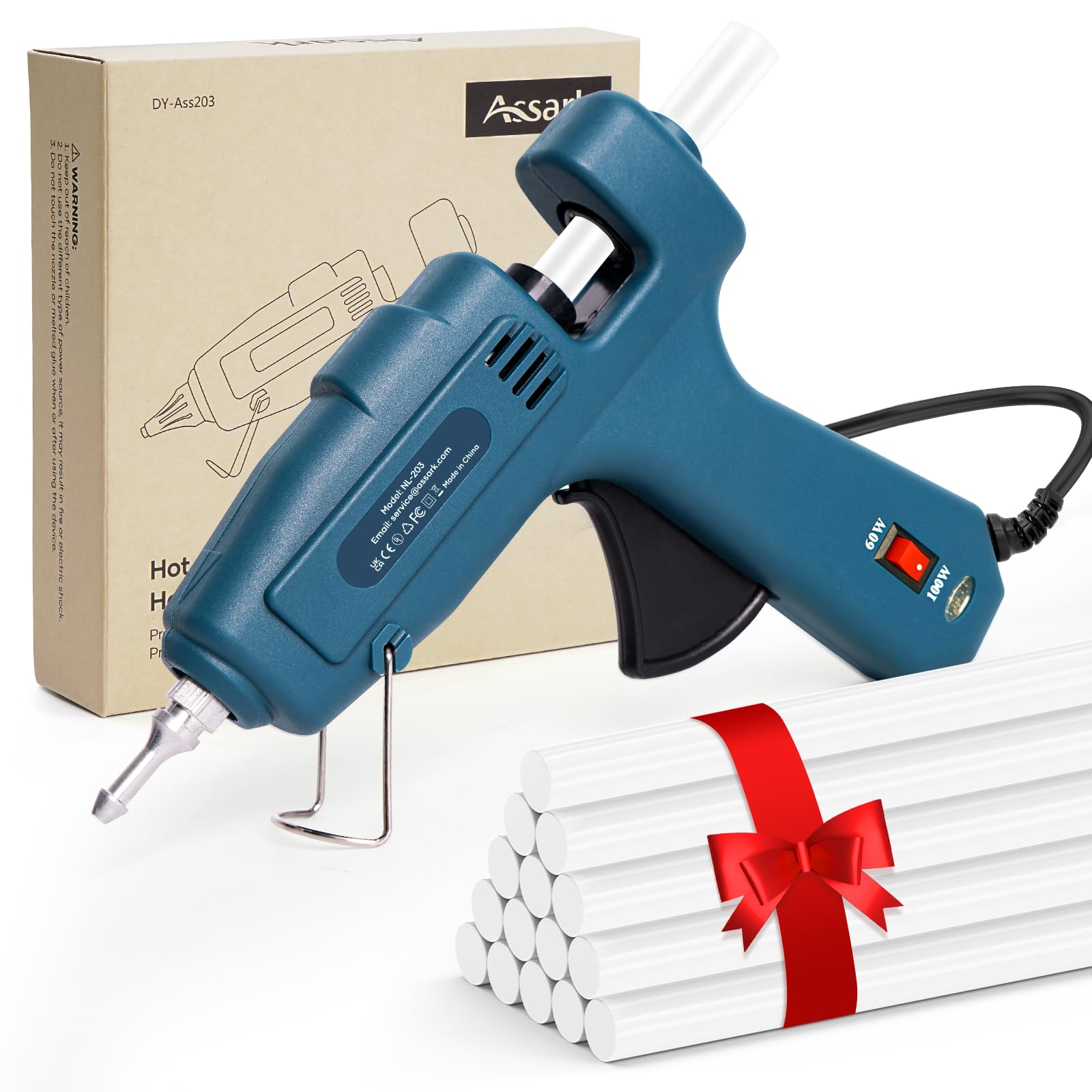 Photo 1 of 100W Fireproof Hot Glue Gun, Full Size Heavy Duty | Dual Power100W/60W with 15pcs Large Glue Sticks 7/16", Fast Preheating Kit for Crafts, Arts, DIY & Quick Home Repairs