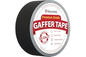 G GEYYANG GEYYANG Gaffers Tape - Black Gaffer Tape 2 inch x 33 Yards - Multipurpose Matte Cloth Non-Reflective Gaff Tape for Photography, Film, Stage Production, Heavy-Duty Residue Free Gaffing Tape