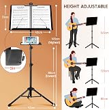 CAHAYA Sheet Music Stand Dual Use with Clamp-on Tray and Desktop Book Stand view 2