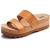 Ustogi Women's Higher Platform Sandals Arch Support Beach Slides for Woman Orthotic Summer Causal Cork Footbed Slip on Cushion Cute 2 Strap Flatform 2.2IN sandalias de mujer