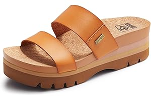Ustogi Flatform Platform Sandals Women Arch Support Beach Slides Orthotic Summer Causal Cork Footbed Adjustable Lightweight Thick Sole Comfortable Fashion Slip on Cushion Cute 2 Strap