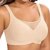 DOCUMO Seamless Bras for Women No Underwire Comfortable Push Up Wireless Bra Mesh Padded Back Smoothing Bra