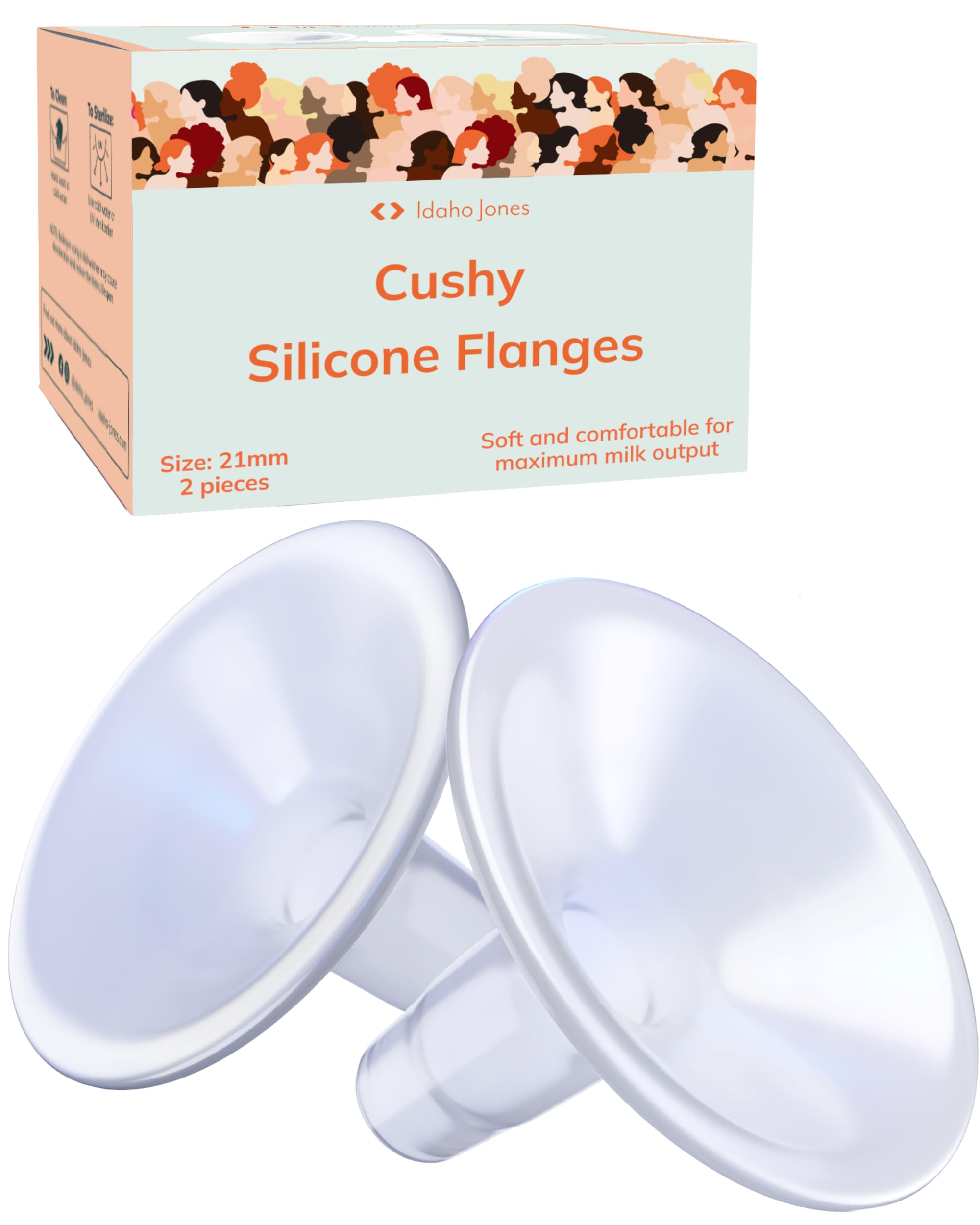Photo 1 of Larger Cushy Silicone Flanges, Breast Shields - Replacement Pump Parts - for Spectra, Lansinoh, Medela Pumps - Great for Elastic Nipples - Double (2 Pack) - 21mm