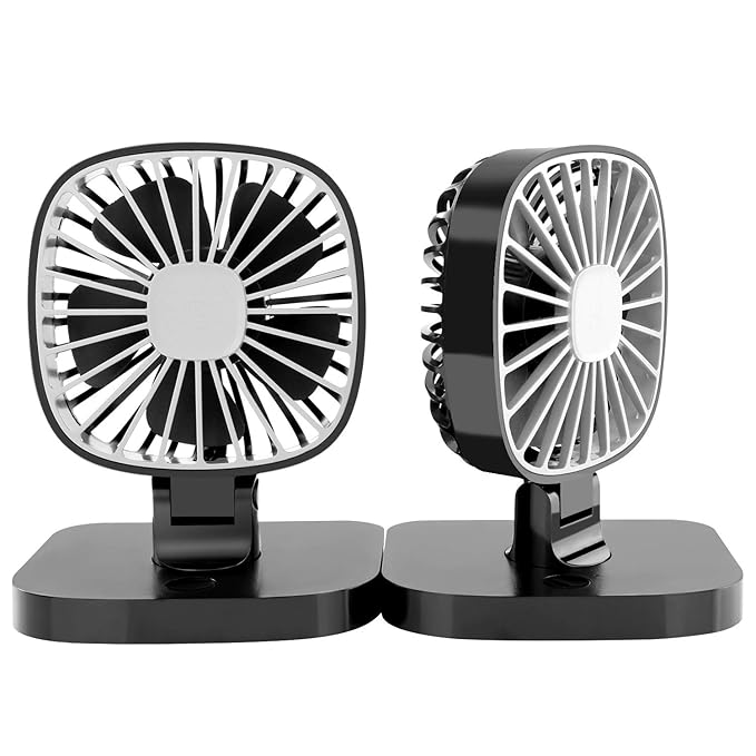 COMLIFE USB Auto Ventilator 2 Pack, drehbarer Auto Kühlventilator mit 3 Geschwindigkeiten, ruhiger starker Autoventilator für
