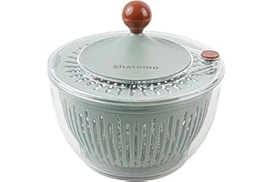 Shatomo Salad Spinner, Large 5L Easy to Use Lettuce Spinner, Fruit and Vegetable Spinner with Non-Slip Base, Drain and Stop B