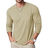 MAGCOMSEN Men's Long Sleeve Shirt with Pocket Cotton Crew Neck Shirts Casual Lightweight T-Shirt