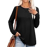 OFEEFAN Womens Long Sleeve Basic Shirts Crew Neck Fall Tops Outfits Clothes 2024