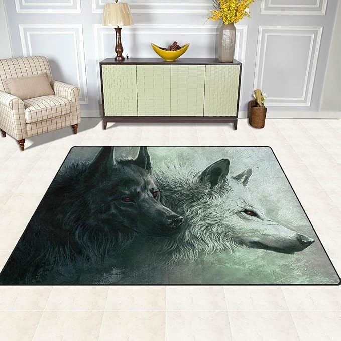 Area Rugs 5x4 for Living Room Bedroom, Large Area Rug, Wolf
