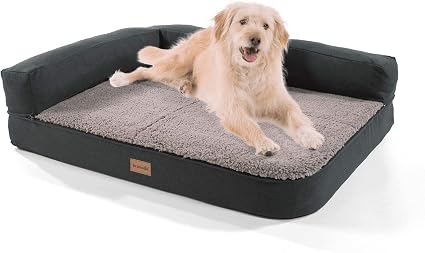 Brunolie Lit Pour Chien Odin Lavable Orthopédique Et Antidérapant Canapé Pour Chien En Peluche Duveteuse Tailles Sl M 100 X 80 Cm Gris