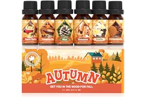 SNOWSEN Autumn Set of 6 Premium Fragrance Oils - Apple Spice, Pumpkin Pie, Pine, Cinnamon, Vanilla, Snickerdoodle - Fragrance