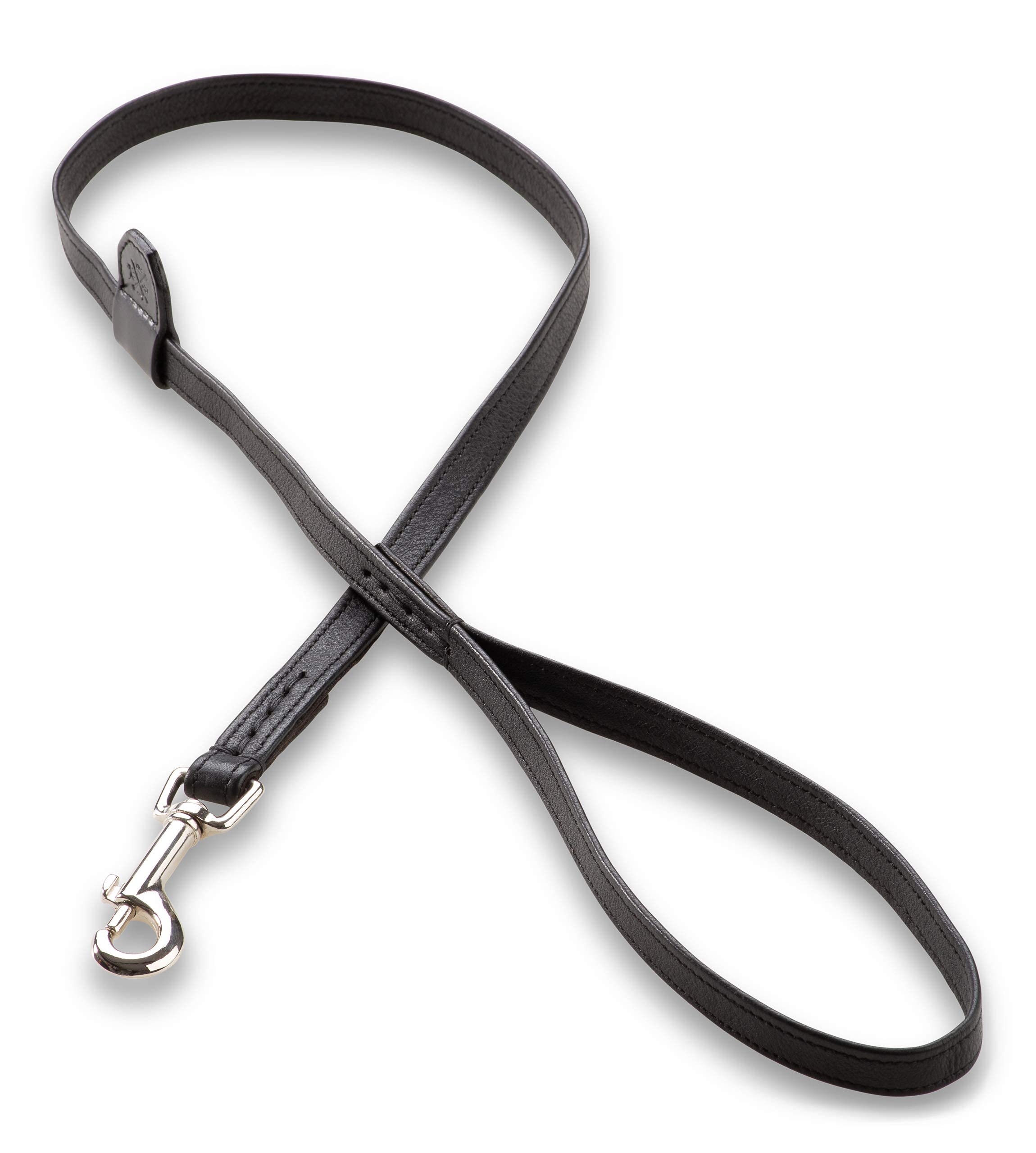 Jack & Russell Leather Premium Leather Dog Leash Charly 1 m - Leash made of genuine leather Original J&R embossing - Leash with bolt karabiner (Black)