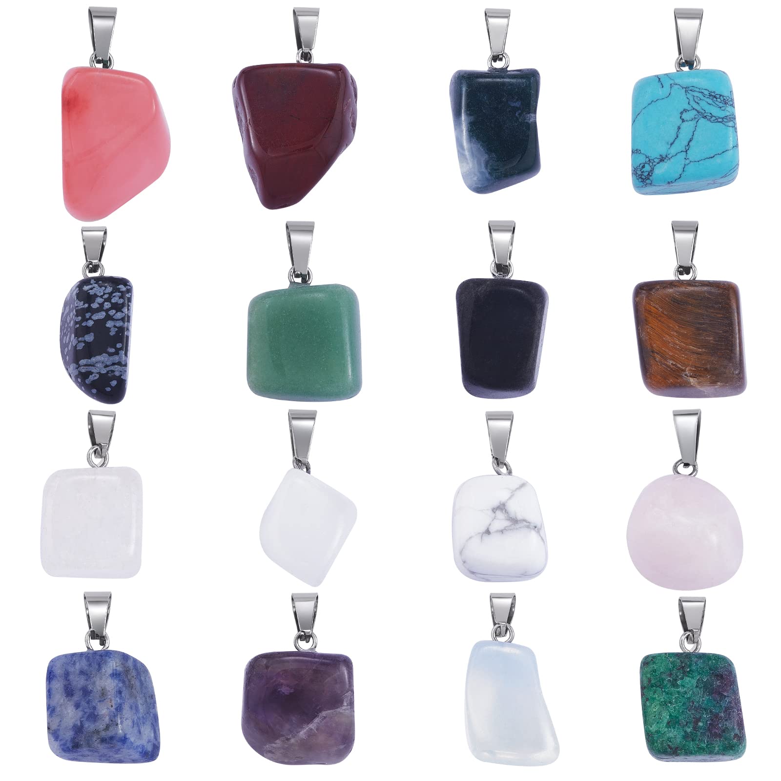 COGCHARGER 16 Pieces Stone Pendants Gemstone Charms Irregular Stone Pendants Healing Crystal Gemstone Charm for Jewellery Necklace Earring Making — image 1