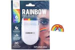 VIOLA HOUSE Rainbow Face Paint Gay Lesbian Pride Flag Color Face & Body Paint Stick mit Pride Broschen, Pocket Size Marches Events Festival.