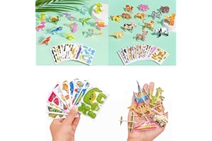 FAGOBYX 50PCS 3D Cartoon Puzzle for Kids,Montessori 3D Cartoon Puzzle For Kids,3D Puzzles For Kids Toys Packs,3D Puzzle Of Jungle Animals,2024 New 3D Puzzle for Kids Toys (Animals&Dinosaur)