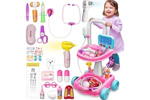 Aowjoy Toy Doctor Kit for Kids, 26Pcs Pretend Medical Station Set with Mobile Cart, Medical Play Set Toys for Boys Girls, Kids Doctor Kit for Toddlers 3 4 5 6 7 8 9 10 Year Old Kids Birthday Gifts