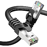 GEARit Cat6A Ethernet Cable (25 ft, Black) 10Gbps Snagless Shielded SSTP, SFTP Shielded Ethernet Cable, 26AWG 4 Pair Solid Bare Copper Cat6 Cable, Cat 6 Shielded Network Cable - 25 feet