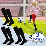 Friusate 3 Pairs Kids Football Socks Black 30-37 Breathable Cushioned Heel view 6