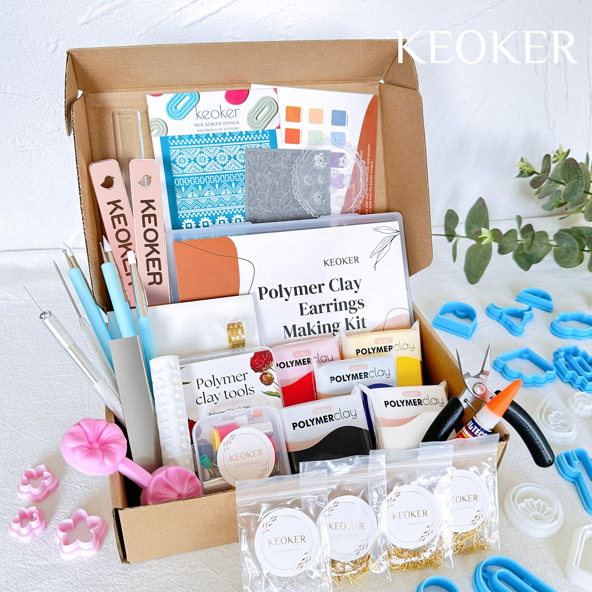 Keoker 123 PCS Clay Earring Making Kit, Polymer Clay Jewelry Making Kit for Teens and Adults, Fashion Designer Kits, Polymer Clay Earrings Kit Crafts, Great Gifts