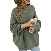 JPGLOV Womens Oversized Sweaters 2026 Fall Casual Batwing Sleeve Mock Neck Loose Chunky Knit Pullover Jumper Tops