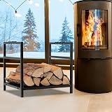 TANGZON Heavy Duty Steel Firewood Rack, Indoor Outdoor Log Holder 40x34x36cm view 9