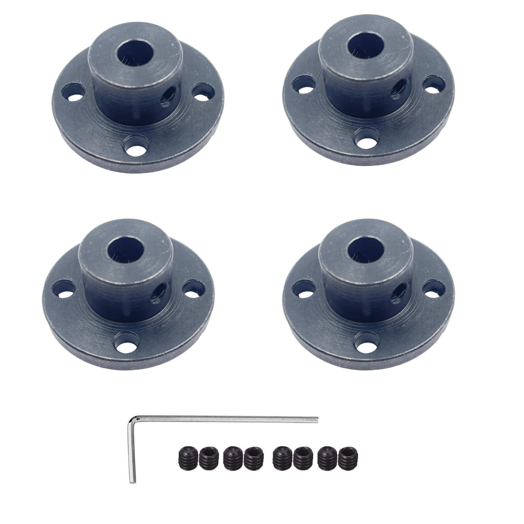 4Pcs Black 6mm Flange Coupling Connector, Rigid Guide Steel Model Coupler Accessory, Shaft Axis Fittings for DIY RC Model Motors