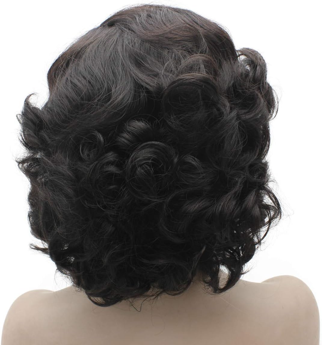 Short Curly Dark Brown Mix Stylish Lace Front Wig - Image 5