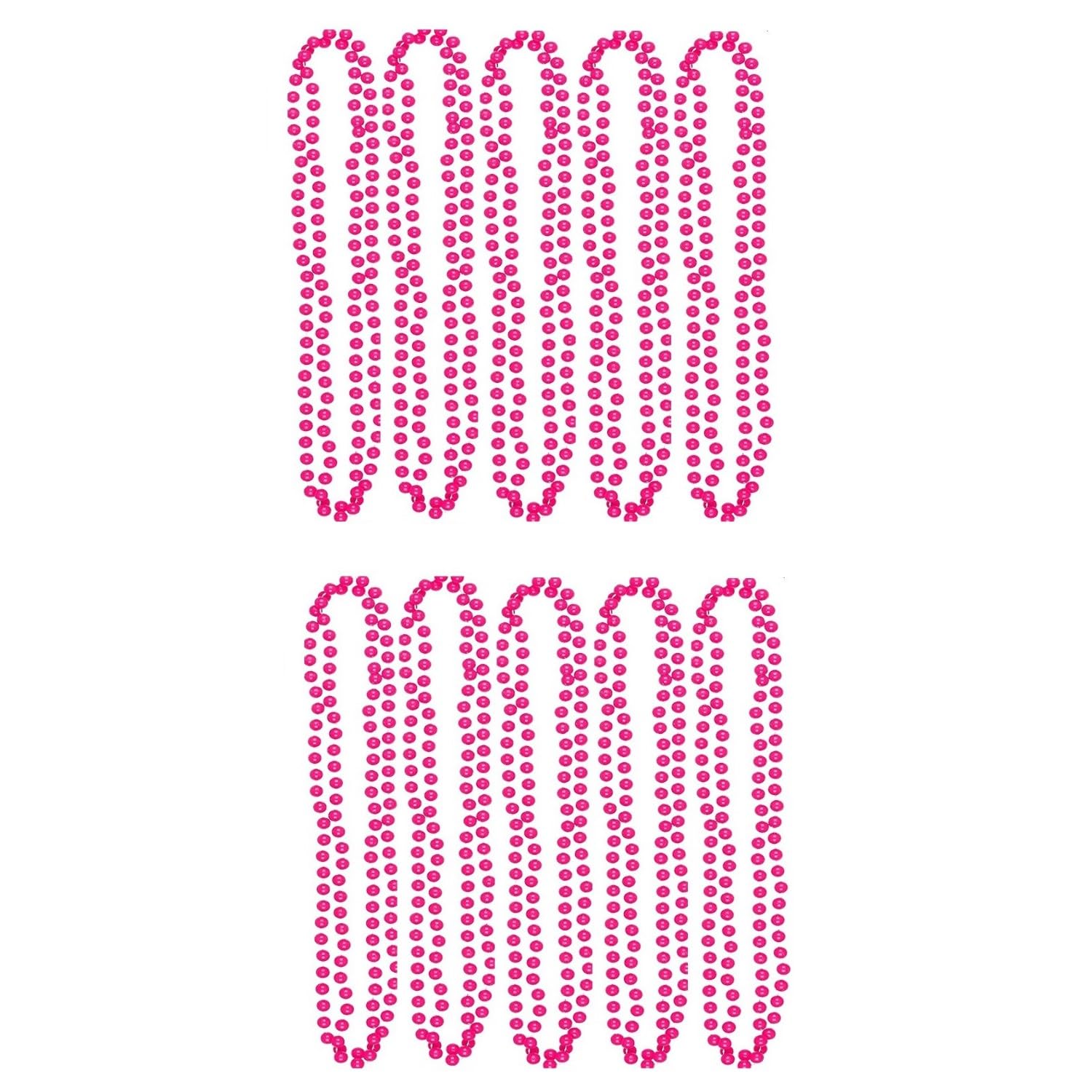 MEISH 10 Pieces Neon Party Necklaces Fluorescent Necklaces Fancy Costumes Jewelry for Masquerade Carnival Party (Rose Red)