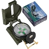 HKDiRedy Compass Military Grade, Precision Navigation Compass for Hiking | Zinc Alloy Body, Bubble-Free Liquid Capsule, Luminous Markers,Lensatic Sight, Waterproof &amp; Durable