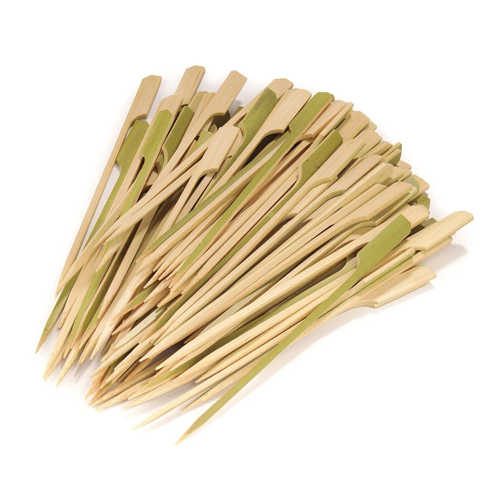 Gmark 7" Bamboo Paddle Skewers 100 ct, Natural Bamboo Paddle Picks, BBQ Picks GM1032A
