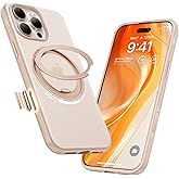 TORRAS 360 Magnetic Stand for iPhone 16 Pro Max Case, [Fit for MagSafe] [Military-Grade Protection] Translucent Slim Case for iPhone 16 Pro Max, Desert Titanium, Ostand O3 Fitness Series