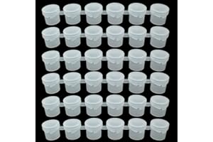 Hitefu 36 Pcs Clear Empty Paint Pots with Lids, 5ml Small Paint Containers with Lids, Paint Cups with Lids for Schools, Students, Painting, Art Festival